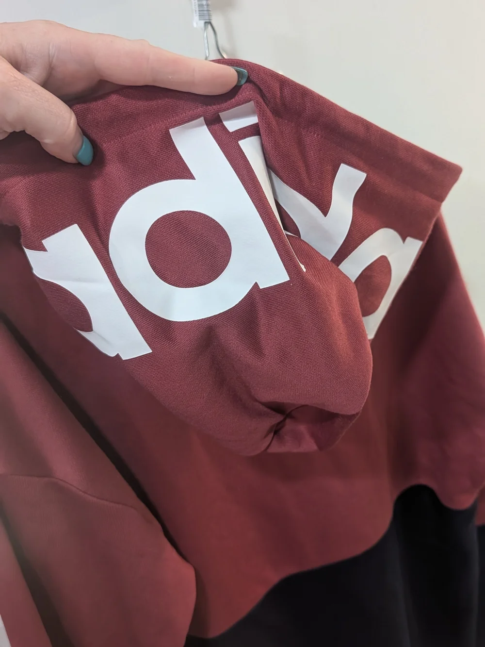 adidas Two-Tone Maroon and Black Half-Zip Hoodie